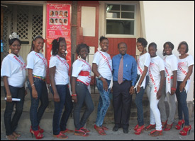 Miss Teen Labour Party Contestants with PM Douglas