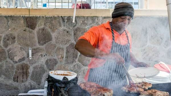 Street Vendor Grilling In Charlestown, Nevis