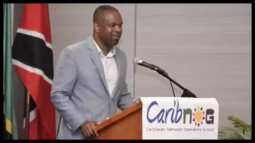 Minister Maynard speaking at the Launch of SKNIX Internet