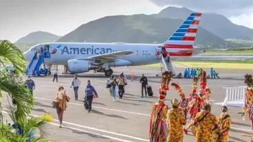 American Airlines Flight In St. Kitts.