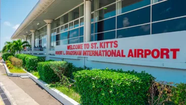 Seven Airlines land at St. Kitts International Airport.