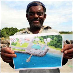 Captain Bailey With Artist's Rendition Of Nevis Fisheries Complex