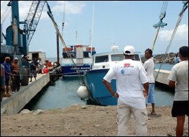 Boats Being Lifted To Safety In St. Kitts