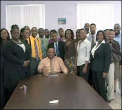 Minister Daniel and UWI Students