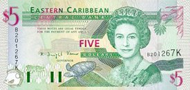 Eastern Caribbean Five Dollar Note