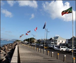 Flags Along Nevis Waterfront Flags Along Nevis Waterfront