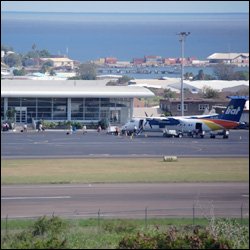 Passengers Board LIAT Plane At St. Kitts Airport