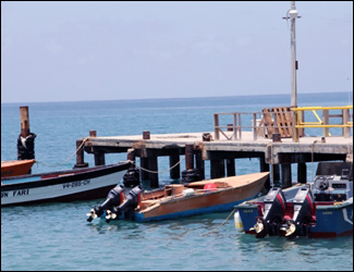 Nevis Pier with Fishing Boats