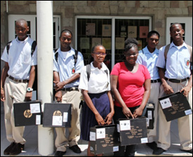 Nevis Students With New Laptops