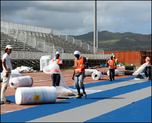 Workers Laying New Track At Jubilee Stadium