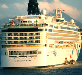 Norwegian Dawn Cruise Ship at Anchor in St. Kitts