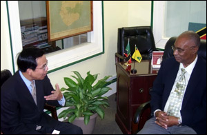 Nevis Premier Parry With Taiwan Ambassador Wu