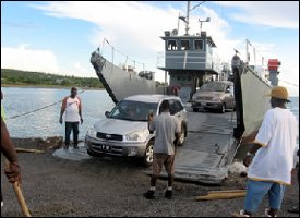 Seabridge Ferry Unloading Cars At Majors Bay - St. Kitts