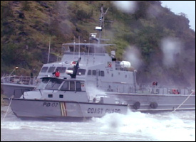 Coast Guard Vessel Battles Heavy Surf