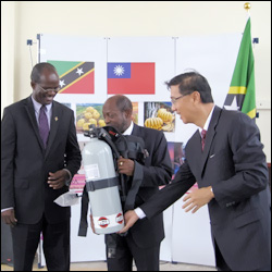 St. Kitts - Nevis PM Receives Donated Fire Extinguisher